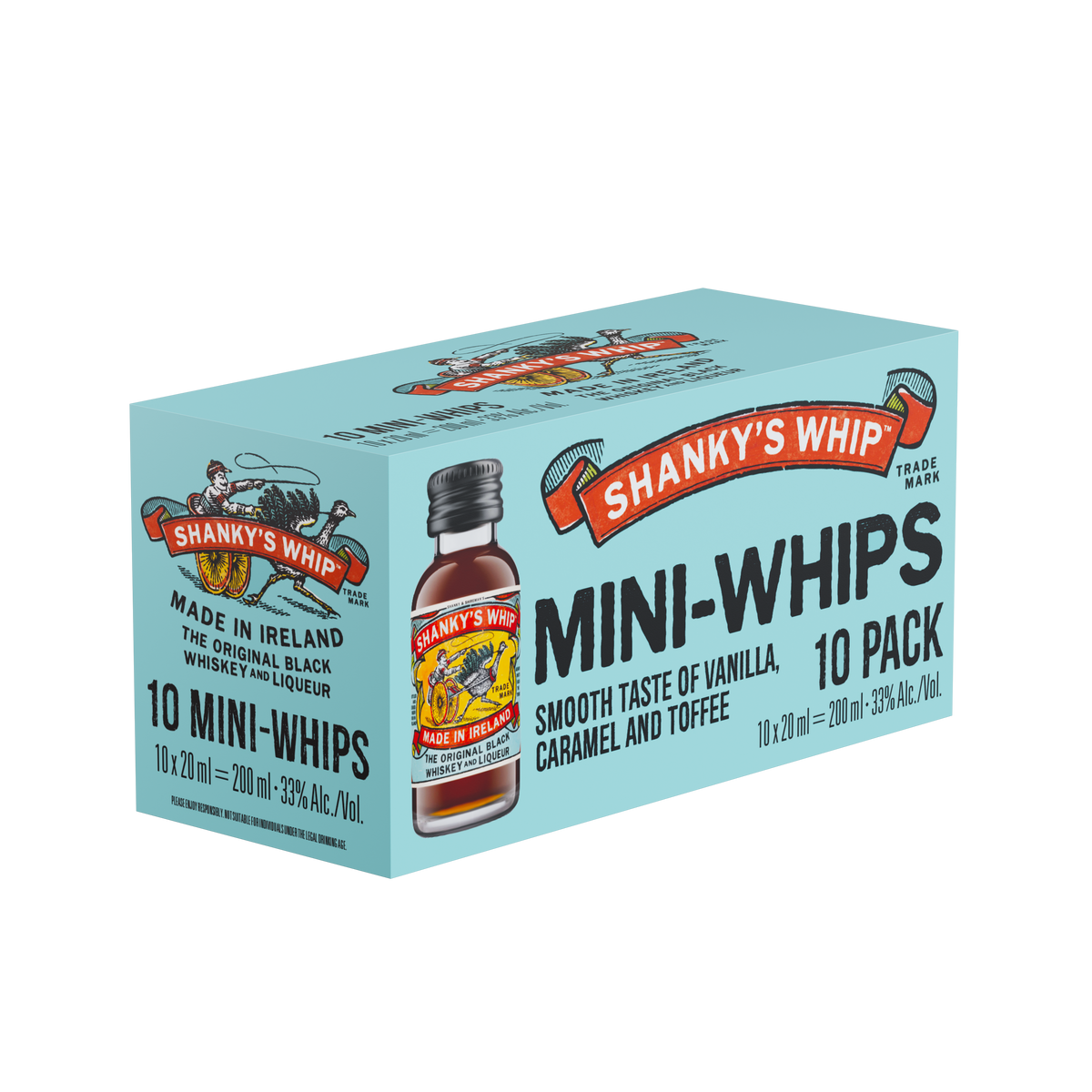 Shanky's Whip 10 x 20ml taster pack box, front view
