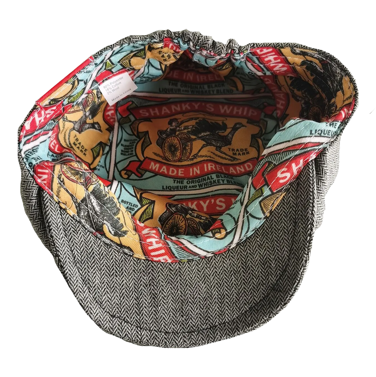 Shanky's Whip tweed flat cap, inside lining