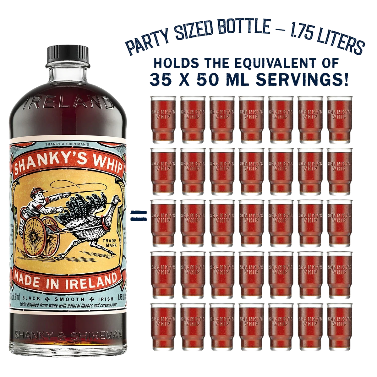 Shanky's Whip 1.75L party sized bottle serving guide