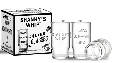 Set of four Shanky's Whip shot glasses in their presentation box