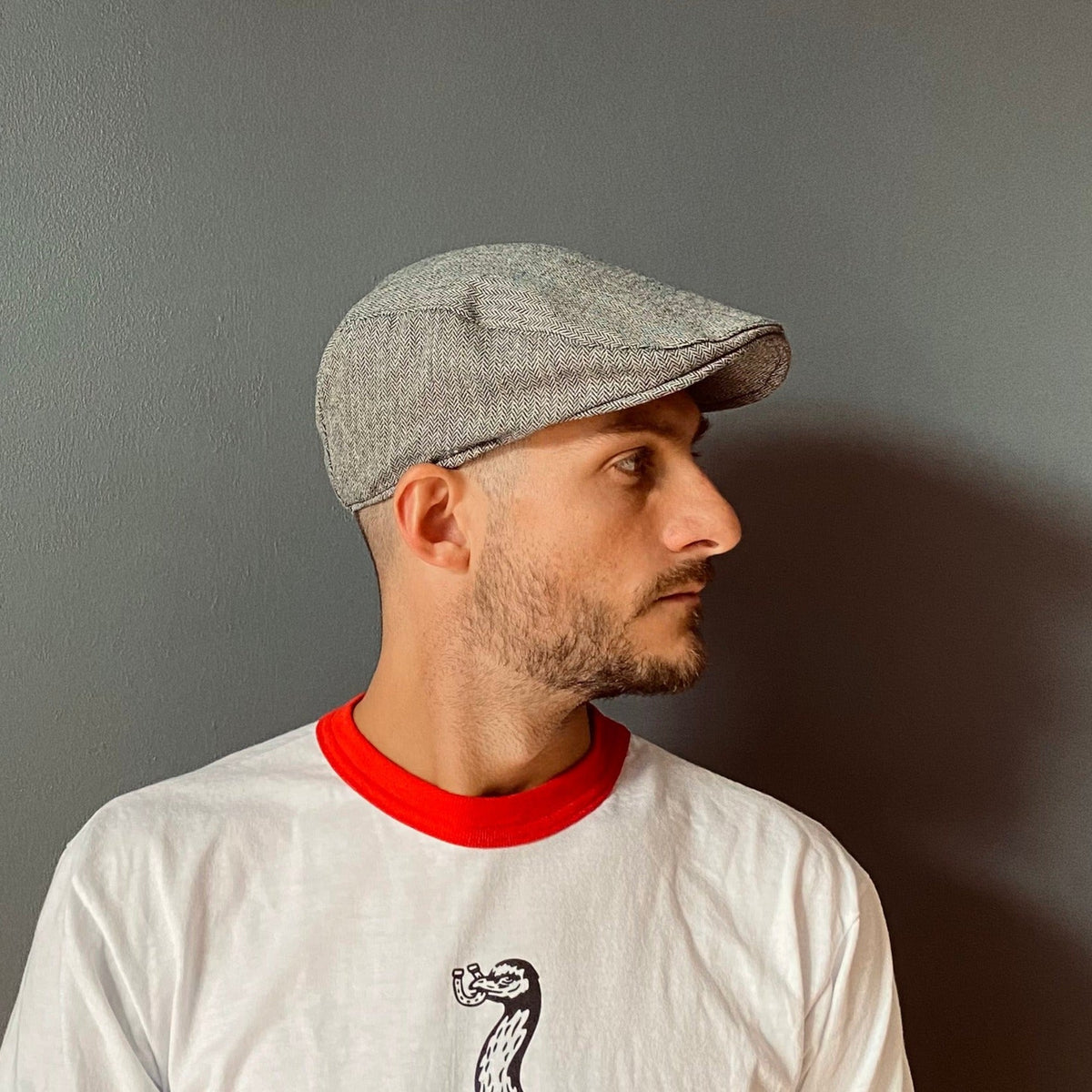 Shanky's Whip tweed flat cap, right side view