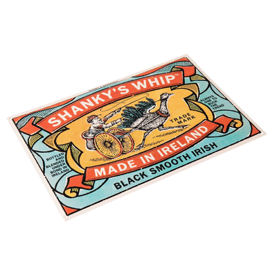 Shanky's Whip pressed metal tin sign, second angle