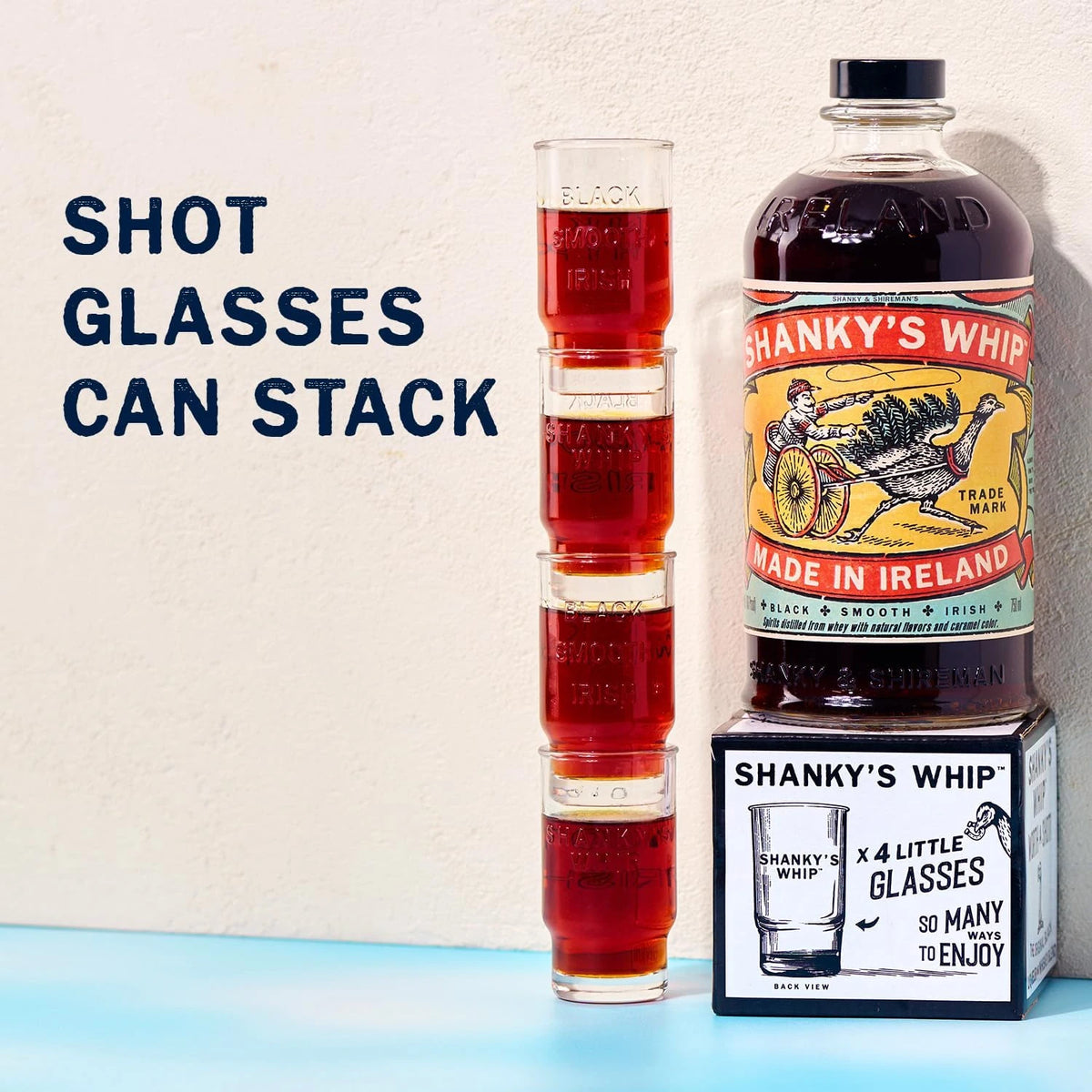 Coffret cadeau Shanky's Whip 700ml + 4 verres